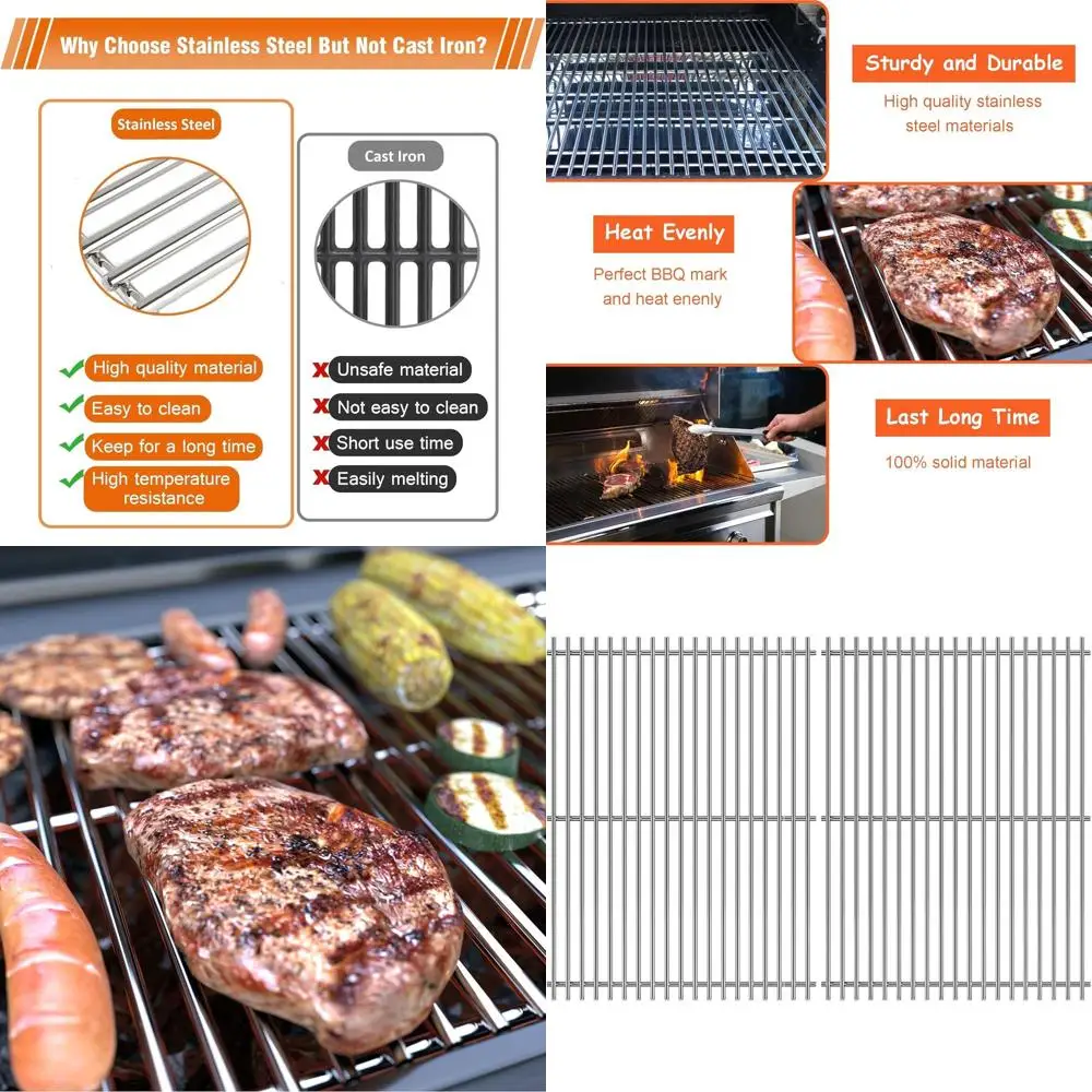 

Решетки для газовых грилей 18.75 дюймов, сменные, из нержавеющей стали, подходят для моделей Genesis II 300 Series и E&S 310-340.
