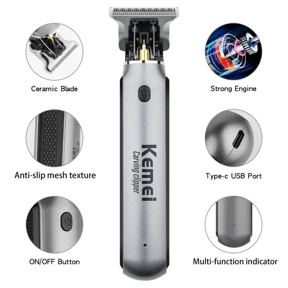 Kemei Original Powerful Hair Clipper for Men Cordless Professional Beard Hair Trimmer Haircut Machine Rechargeable Clippers