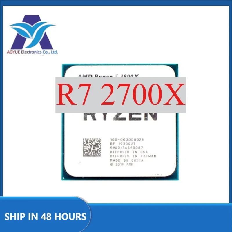 1pcs/lot AMD Ryzen 7 2700X R7 2700X 3.7 GHz Eight-Core Sixteen-Thread 16M 105W CPU Socket AM4 Used Test perfect