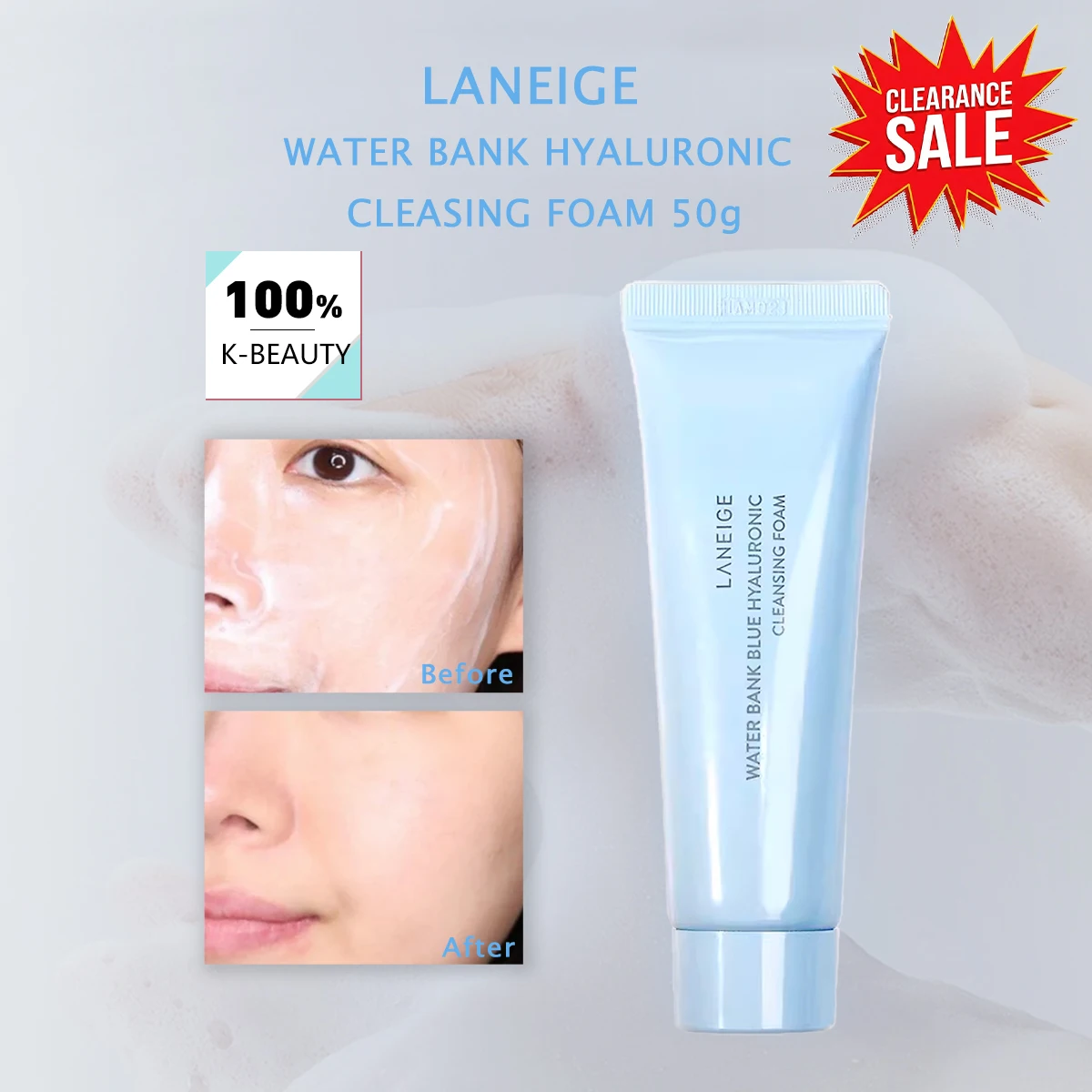 [Oferta de Liquidación] Espuma Limpiadora LANEIGE Water Bank, Limpieza Profunda y Baja Irritación, Maquillaje de Lujo, Cosmético Coreano, Maquillaje Coreano