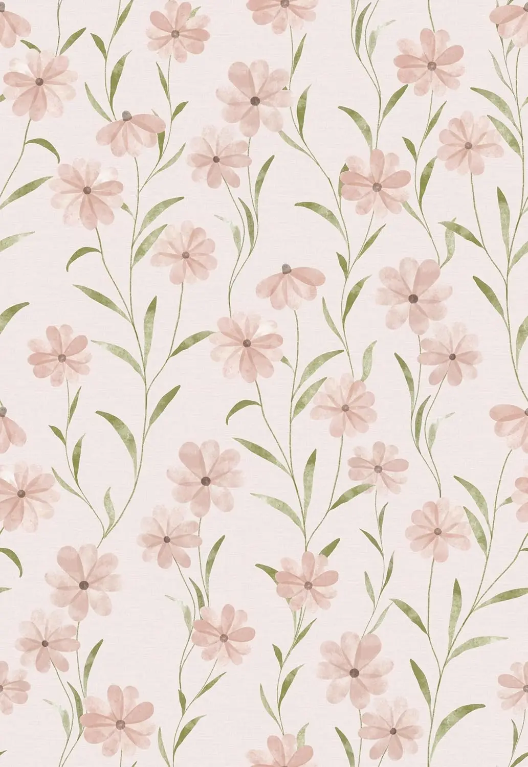 

Pink Floral Peel and Stick Wallpaper Daisy Flower Self Adhesive Wallpaper Green Leaf Removable Contact Paper for Nursery Decor