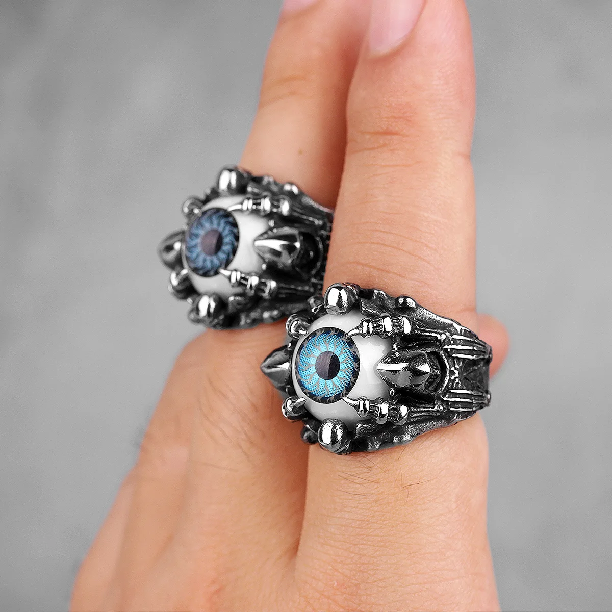 Stainless Steel Men Rings Demon Devil\'s Eye Domineering Punk Rock Hip Hop for Biker Male Boy Jewelry Creativity Gift Wholesale