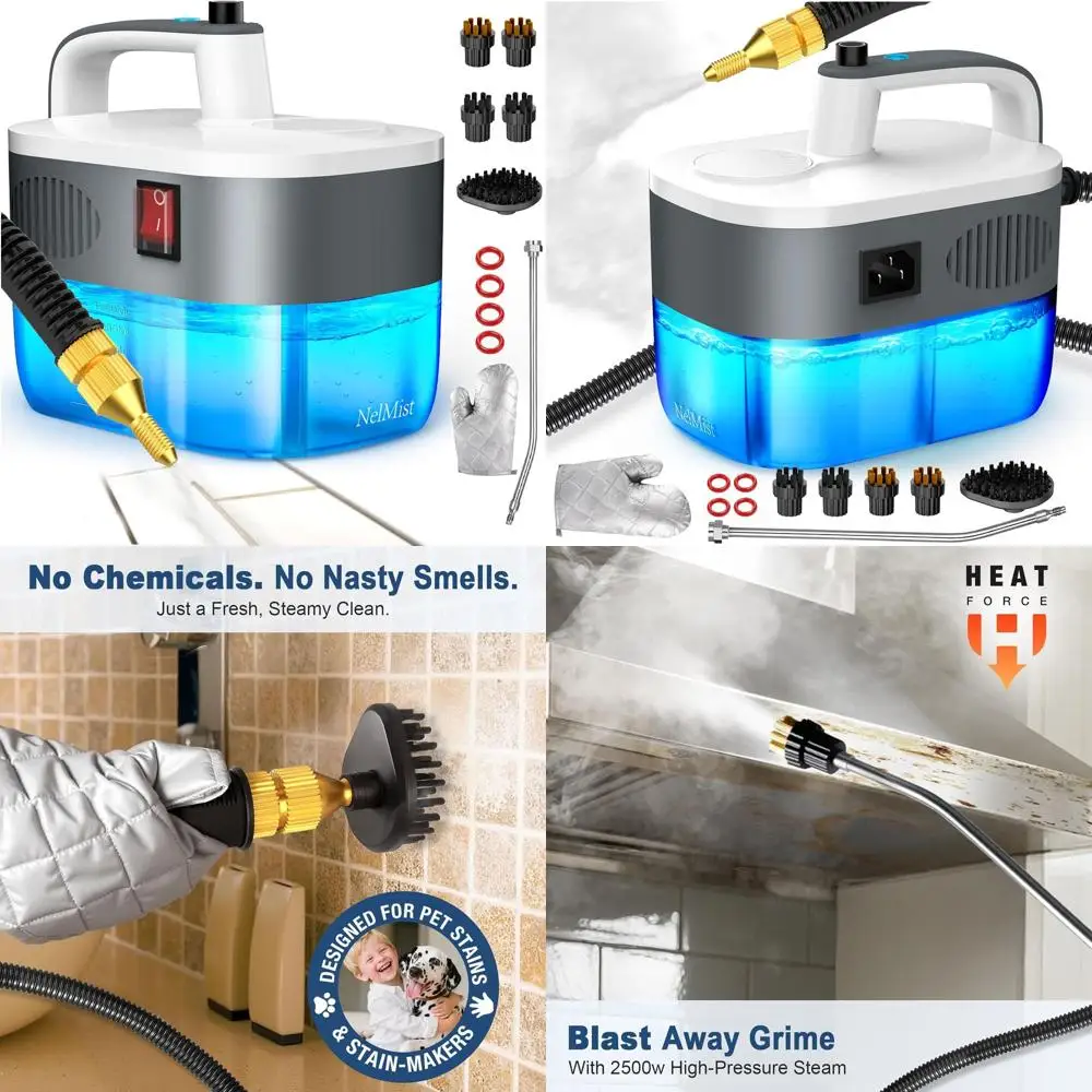 

Portable 6-Level Adjustable Steam Cleaner, 10S Heat-Up, 2500W for Cars, Home, Kitchen, Bathroom, Tiles & Floors