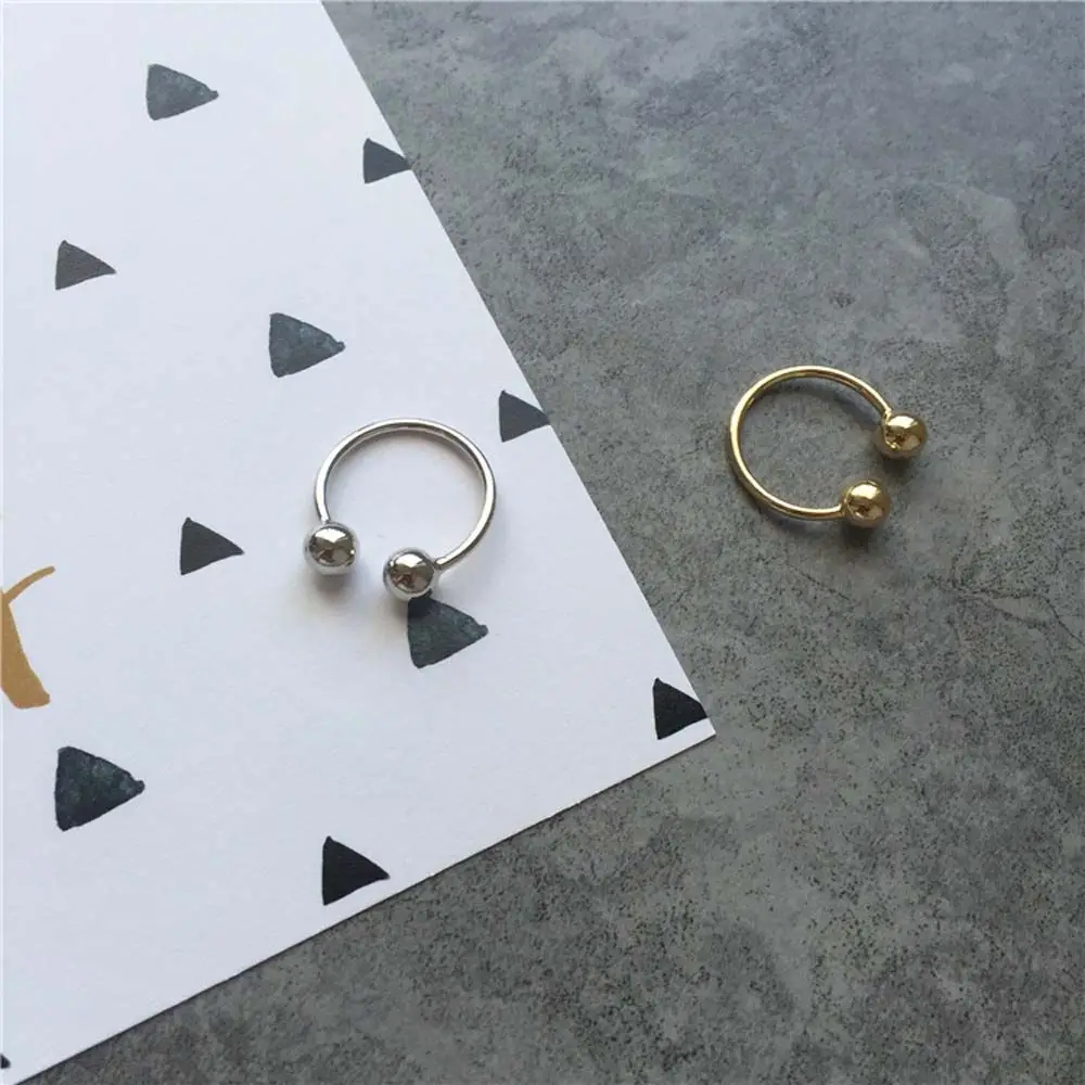 

Party Simple Punk Male Women Gold Open Double Ball Copper Unisex Rings Jewelry Joint Ring Copper Ring