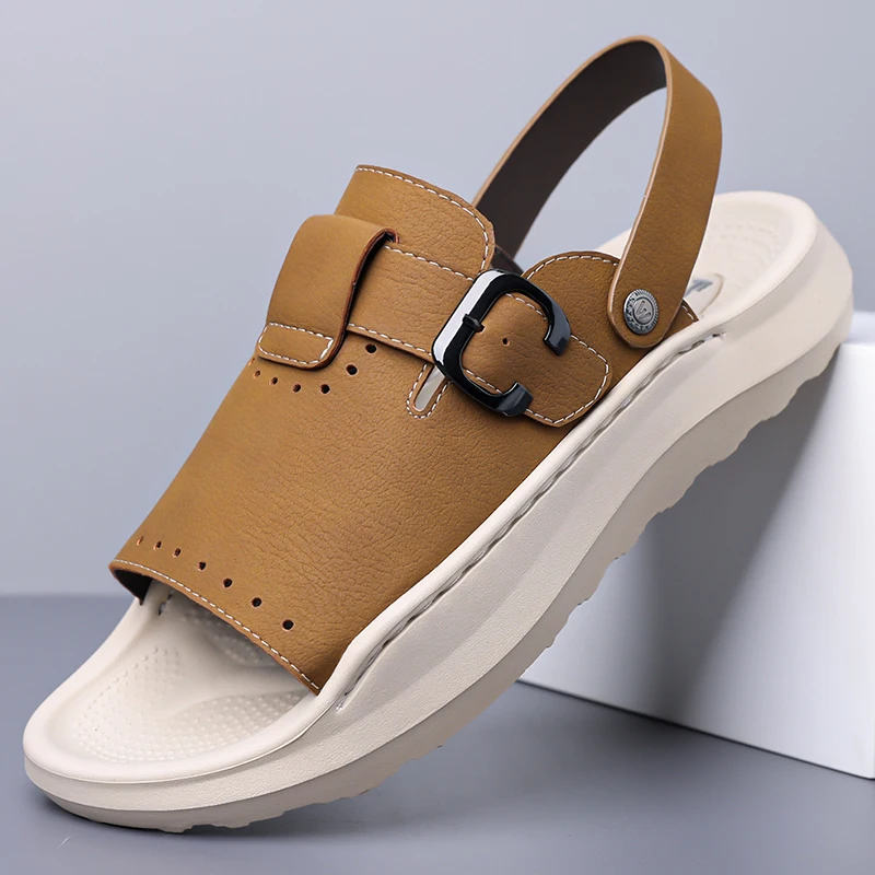 

Men's Summer Minimalist Fashion Sandals, Breathable Anti-slip Wear-resistant Casual Outdoor Driving Beach Slippers-WC26-2