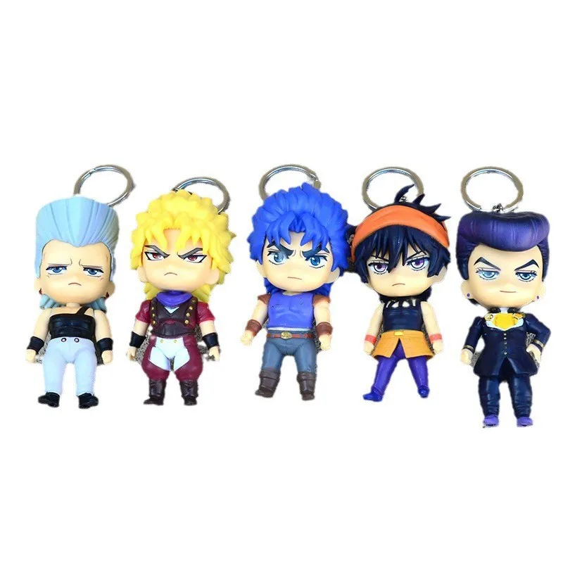 5 Teile/satz Anime JoJos Bizarre Adventure Q Version Schlüsselbund Action-figuren PVC Modell Spielzeug Puppen Tasche Anhänger Ornamente Fans Geschenk