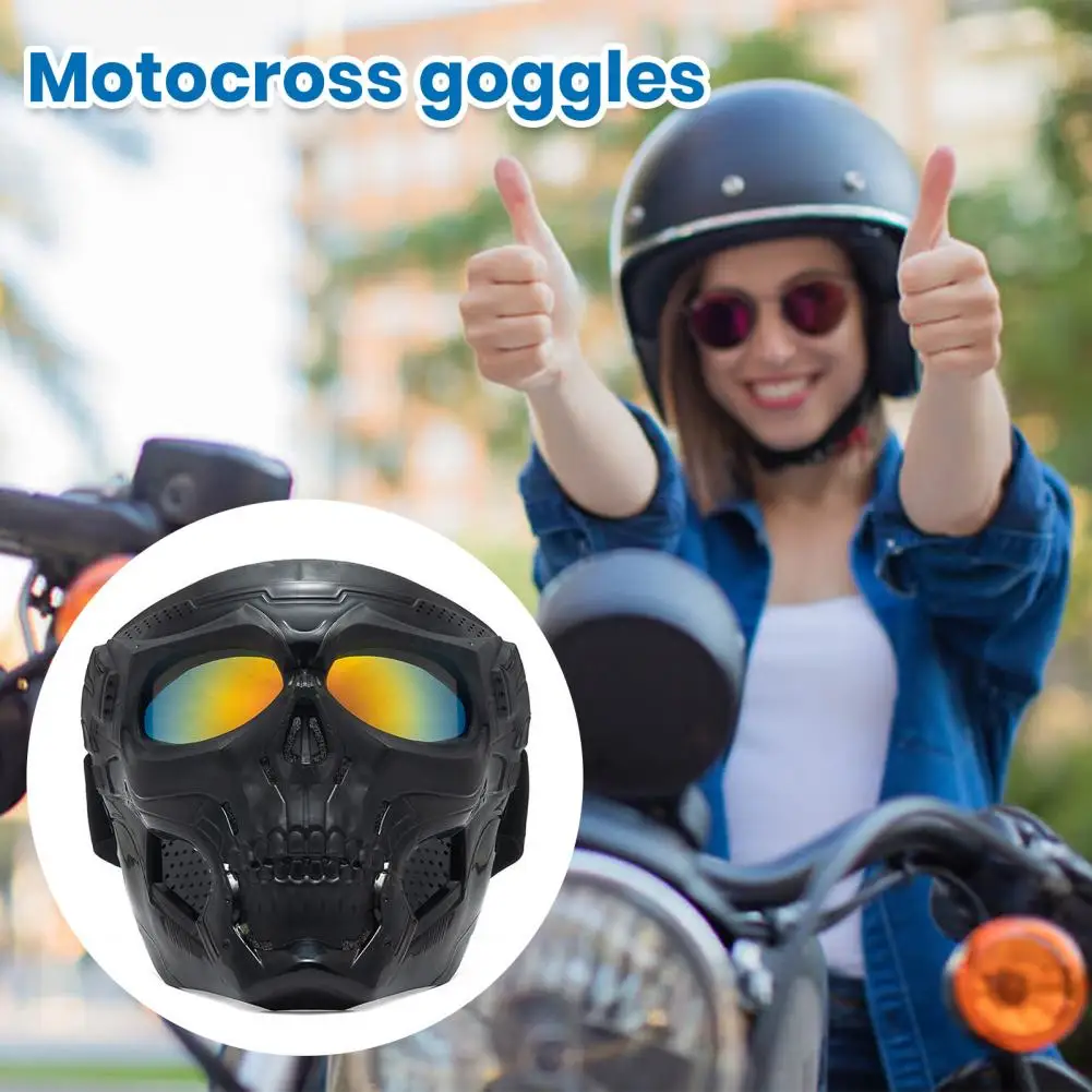 Maschera per moto con teschio fresco con occhiali Occhiali modulari Maschera Casco per moto a faccia aperta Moto Casco Accessori per ciclismo Nuovo