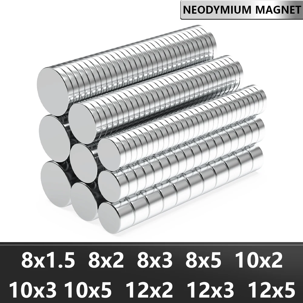 8x2 8x3 10x2 10x3 10x5 12x2 15x5mm Runder Superstarker Neodym-Magnet N35 Leistungsstarker Magnetischer NdFeB Permanent-Kühlschrankmagnet
