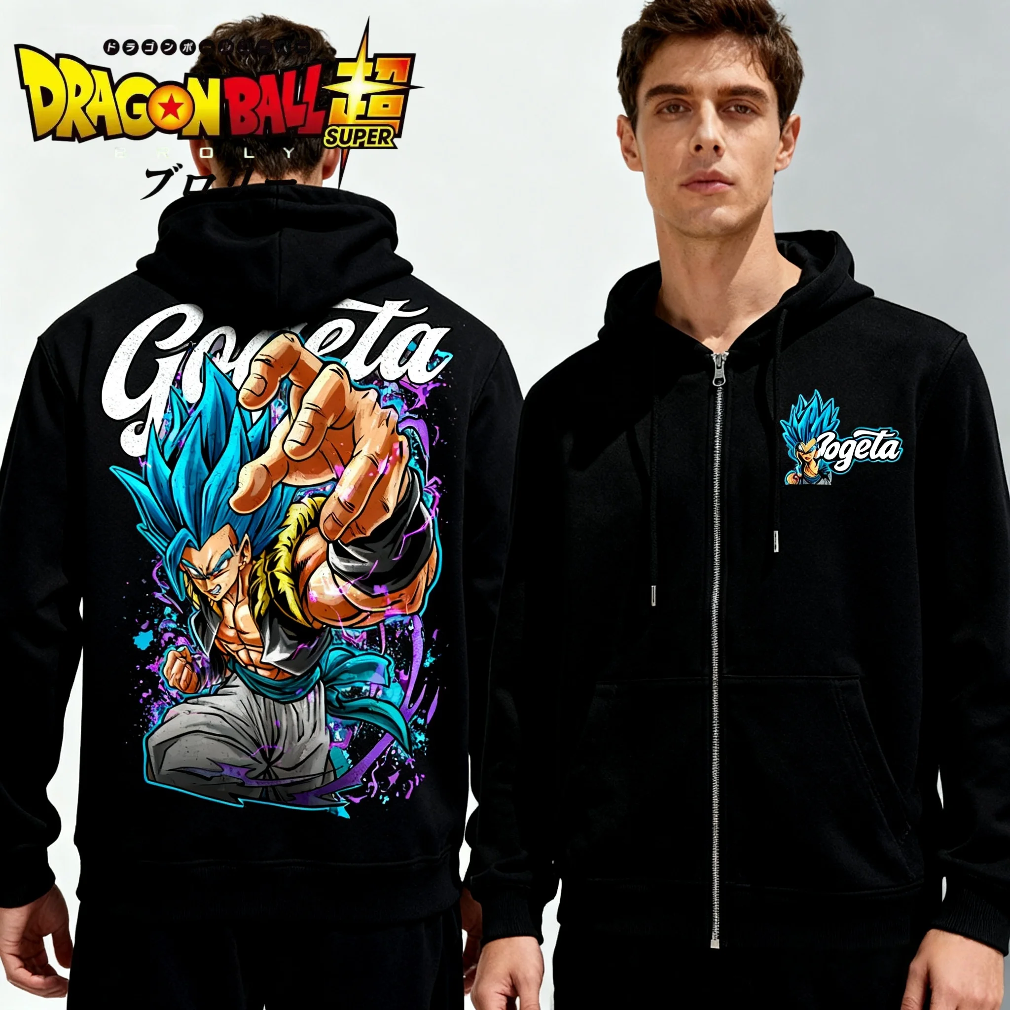 

Autumn Winter 2025 Mens Bandai Cotton Hooded Jacket Black Dragon Ball Graphic Zip Up Casual Fashion Zipper Sweatshirt Y2k