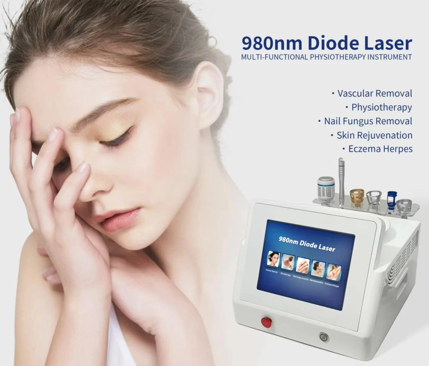 Newest 5 in 1 980nm 810nm Diode Laser for Vascular Removal Nail Fungus Removal Physical Therapy Remove Spider Vein 980nm Laser