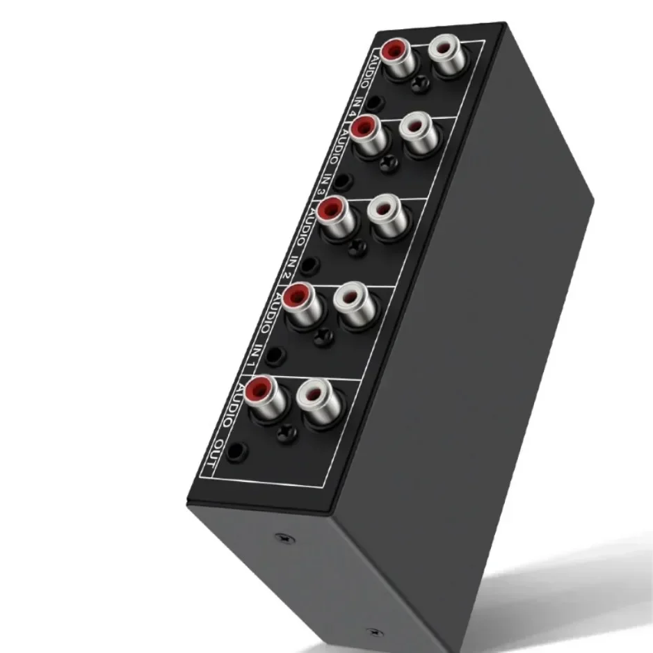XIKCU 4 In 1 RCA AUX Audio Switcher Stereo Audio Selector 4X1 Pasif 3.5Mm Aux L/R RCA Audio Switch Box Analog Audio Selector