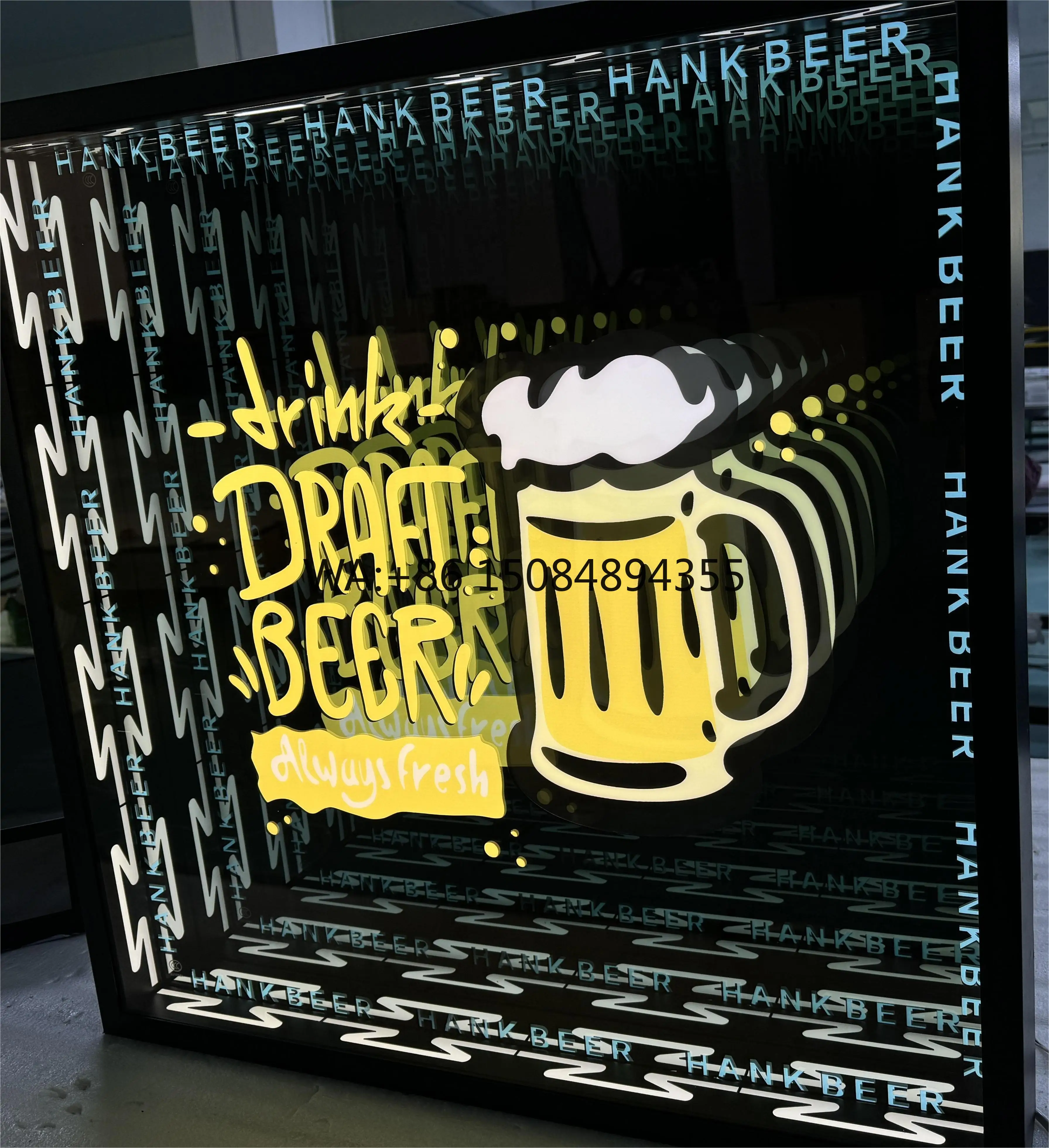 ROHS for CE Certified Custom LED Acrylic Neon Infinity Mirror with Thousand Layers for Office Use