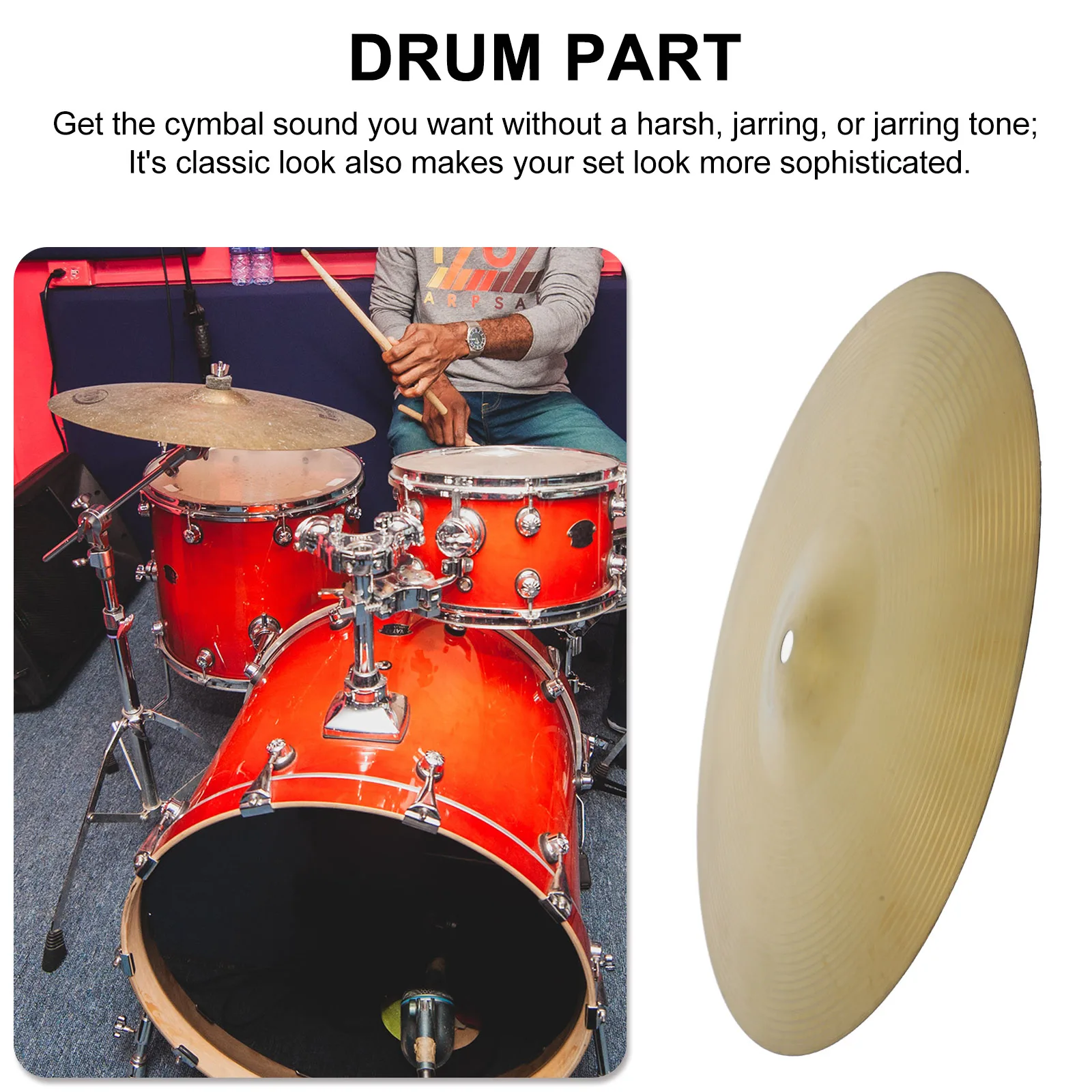 

Drum Cymbals Accessories Crash with Stand Component Tool Golden Musical Instrument