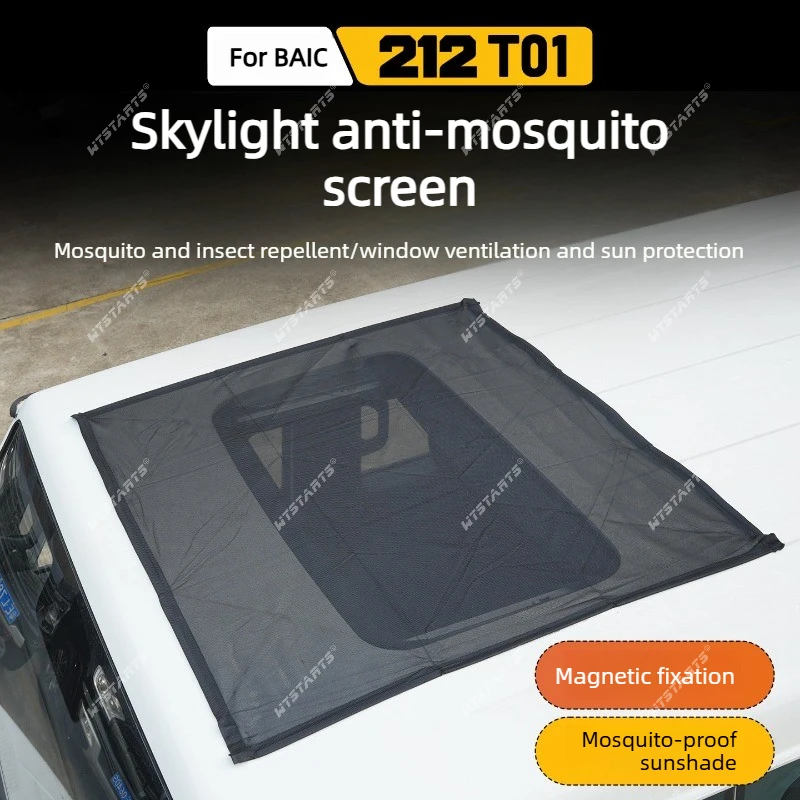 For BAIC 212 T01 Sunroof Mesh Mosquito Net Insect Proof Ventilation Magnetic Window Screen Car Camping Accessories