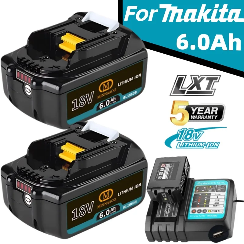 

100% Original For Makita 18V 6000mAh Battery BL1830B BL1840B BL1850B BL1860B LXT Replacement Lithium-ion Power Tool