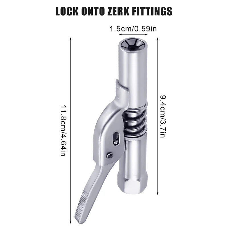 Locking Grease Coupler Quick Release Lock Heavy Duty Grease Fittings Compatible M8-M14 & Grease Nipple Fittings