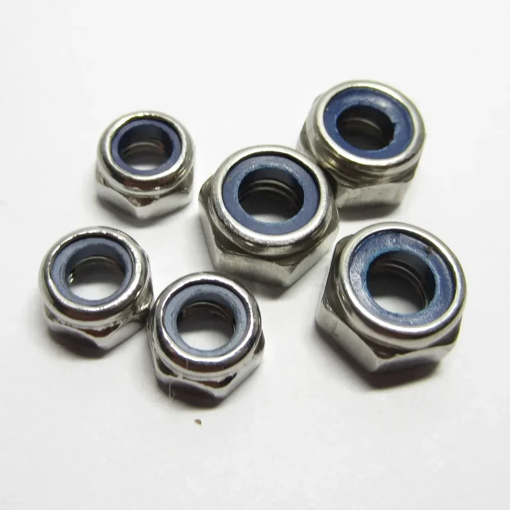 50/30/10pcs DIN985 M2 M2.5 M3 M4 M5 M6 M8 M10 M12  Stainless Steel Self-locking Nut Nylon Lock Nut Locknut Slip Nylon Hex Nut