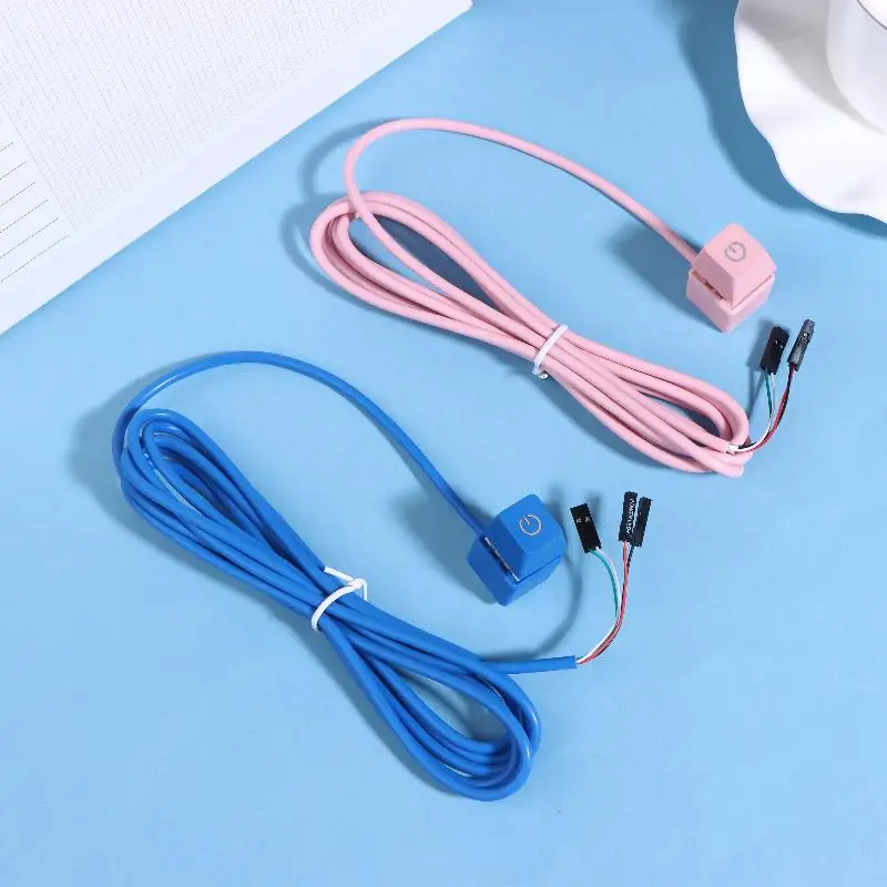 ∘2M External Power Switch Extension Cable, Universal PC Desktop Extension Cord with Multi-Color Button for Case Mod Computer