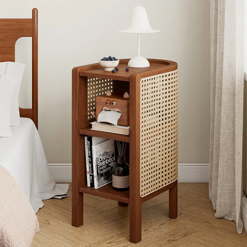 

Solid Wood Bedside Table Small Space Living Room Coffee Tables Multi-Functional Side End Table Home Bedroom Furniture Organizer