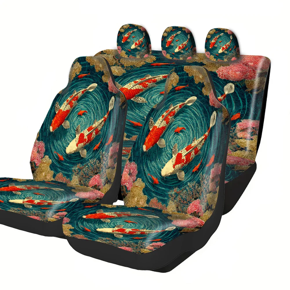 

Trendy Printed Car Seat Covers Featuring Koi Fish And Aquatic Plants, Perfect For Halloween, Christmas, New Year'S, And Easter.