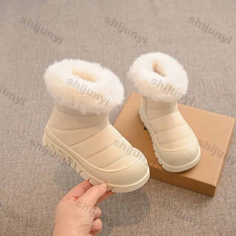 Winter Children\'s Boots Korean Warm Plush Outdoor Snow Boots New Comfortable Cold Proof Anti Slip Waterproof  Warm Short Boots