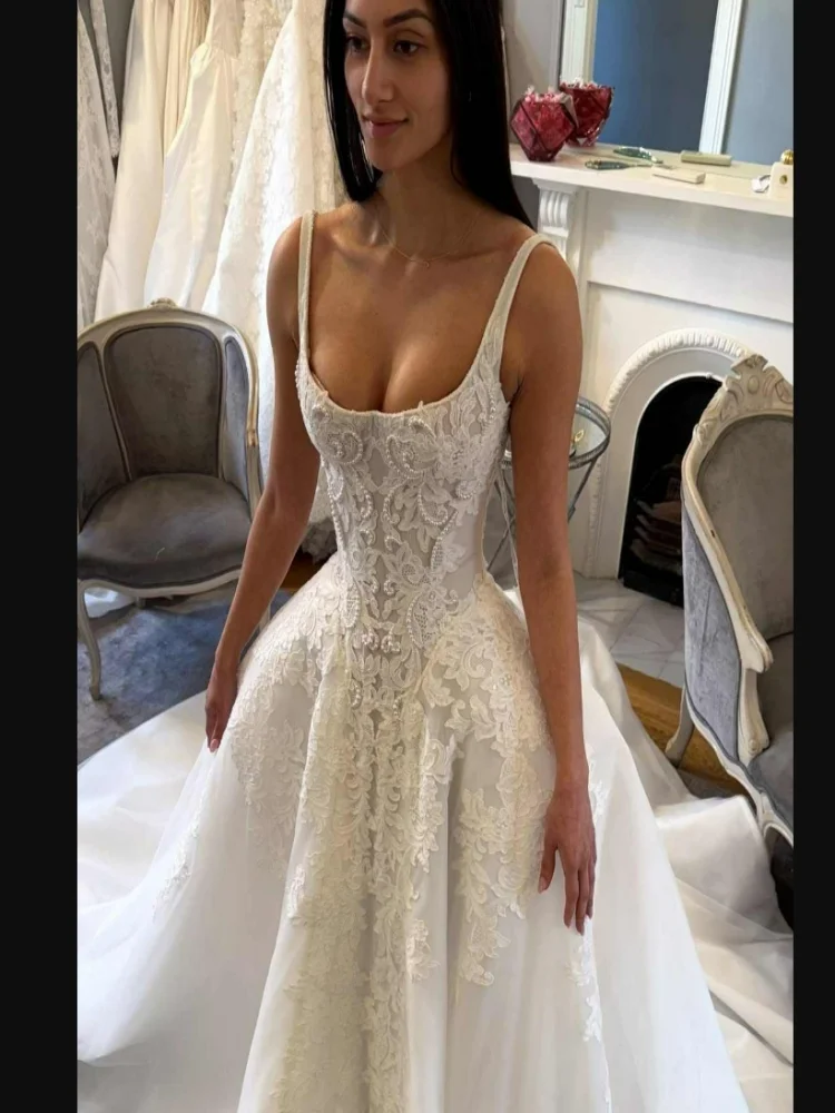 Robe De mariée personnalisée en dentelle, col rond, manches longues, superbe Robe De mariée longueur thé, Vintage, afrique