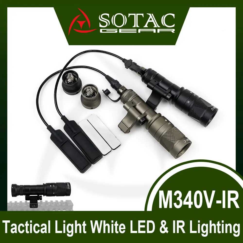Mini Metal M340V IR Tactical Flashlight LED & IR Lighting W/ Pressure Pad Switch For 20mm Picatinny Rail SOTAC