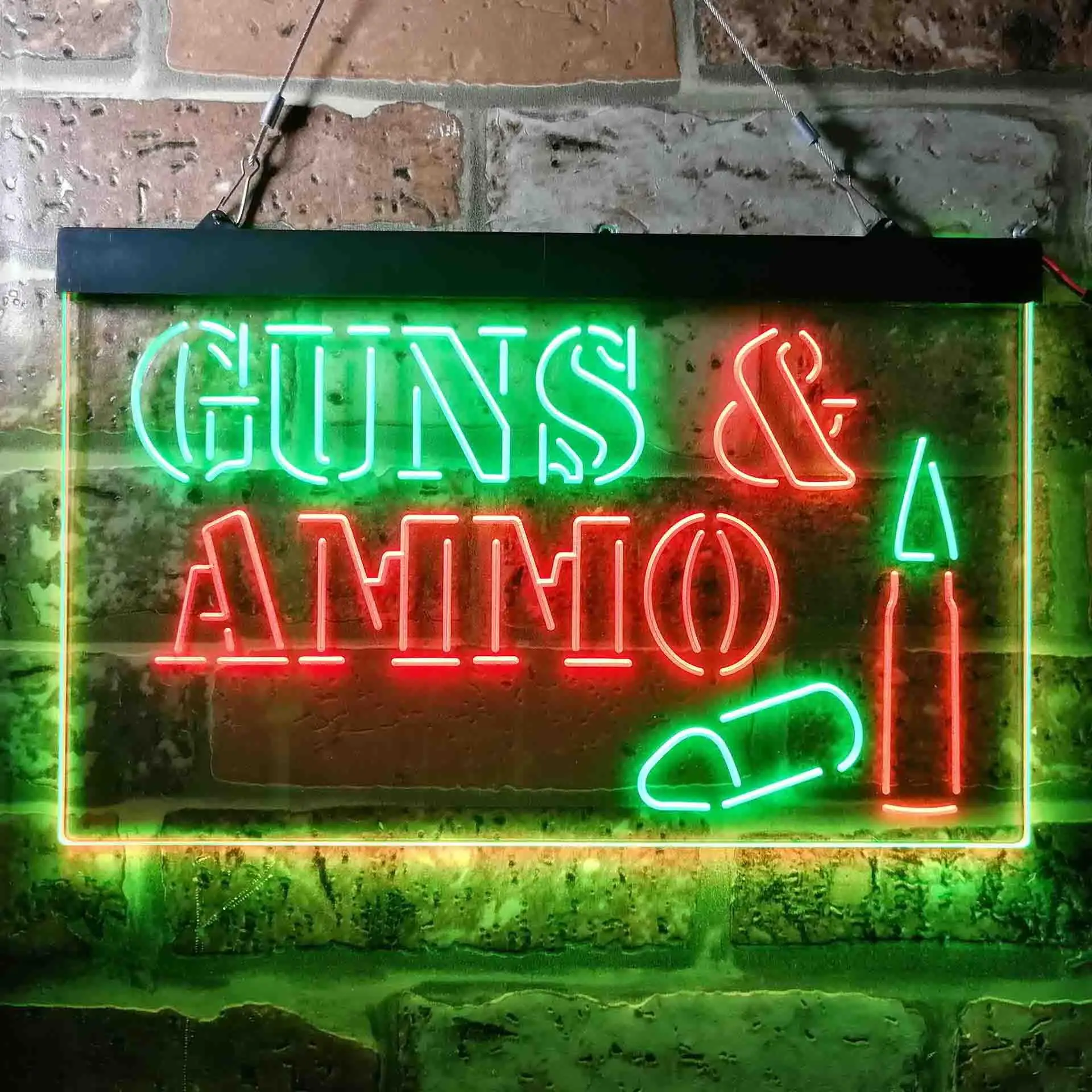 

GUNS & AMMO Dual Color Led Neon Sign st6-i3660