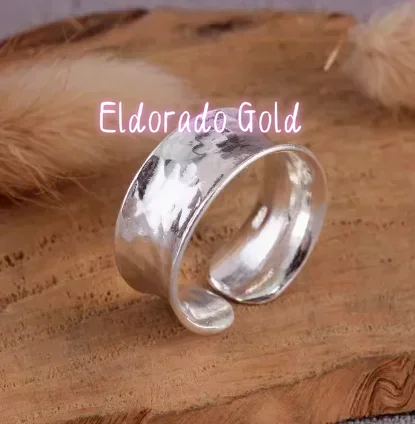 

Eldorado Gold rings Glod pure silver 999 handmade real silver jewelry adjustable couple 6mm-22mm