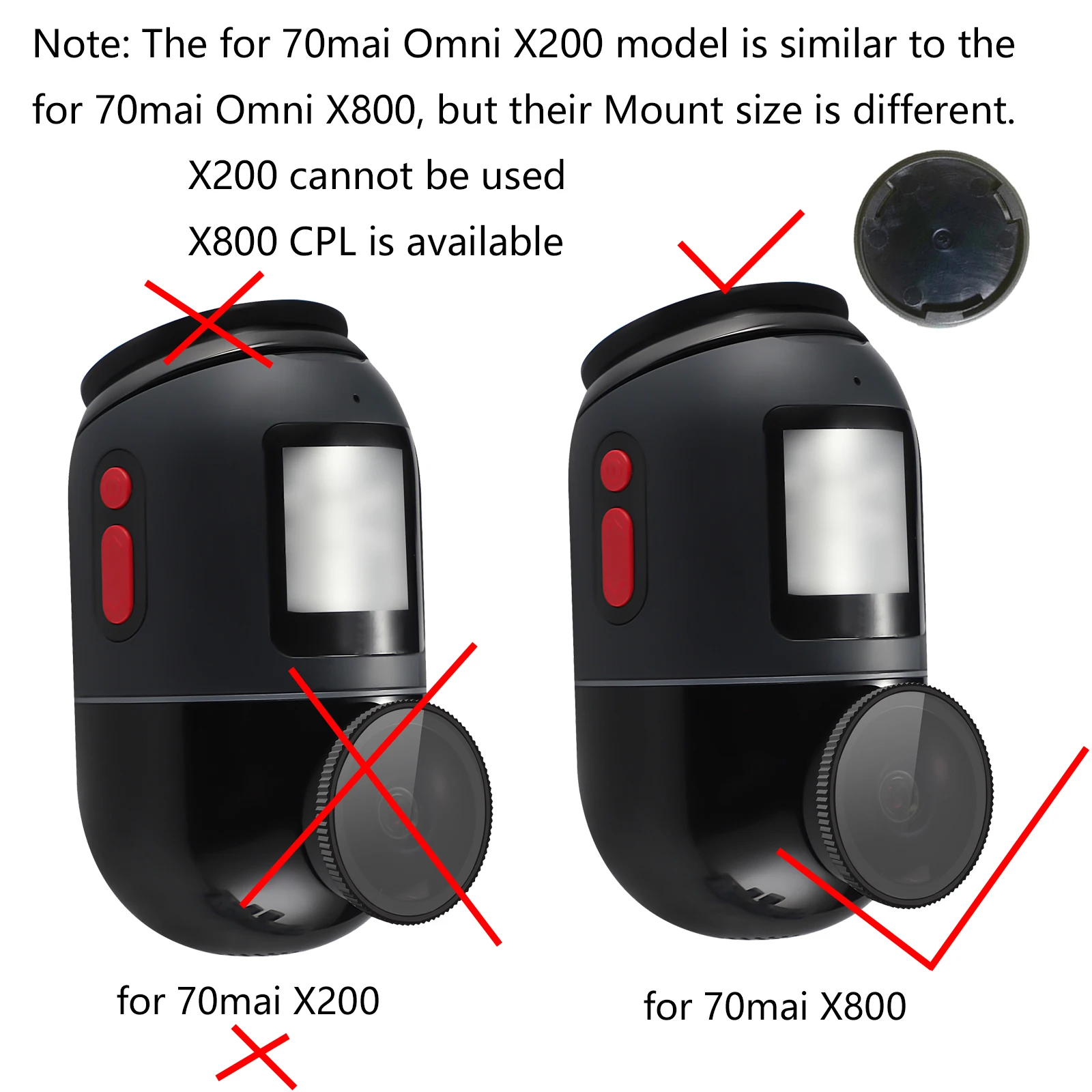 for 70mai Omni X800 Mount for 70mai X800 Car DVR Sticker holder