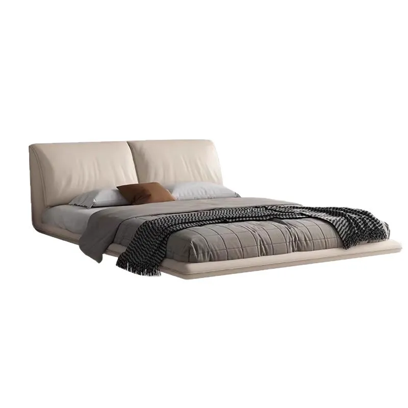 

Elephant ear suspended leather bed modern minimalist style master bedroom soft bag small apartment Italian minimalist light luxu