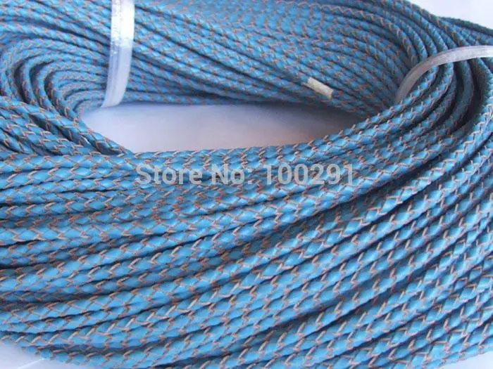 

50m 4mm High quality natural 4mm braided geunine leather cord