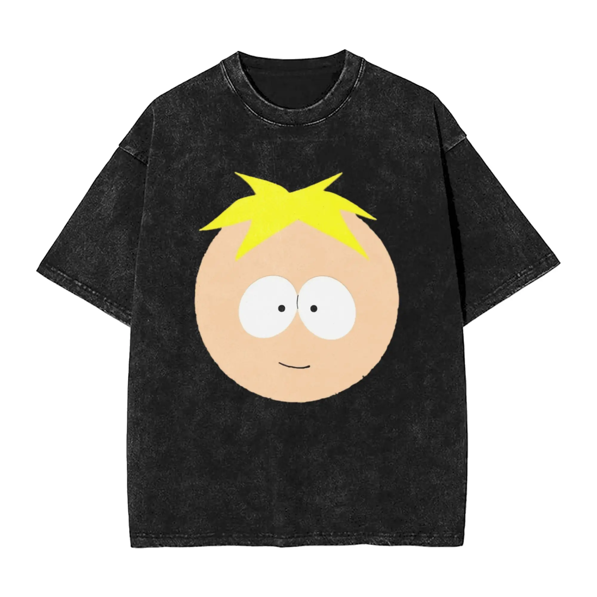

Oversized Washed T Shirt South Movie Parks Butter's Head Simple T Shirts Hipster Tee Shirt for Men Beach Y2K Funny Pattern Tops