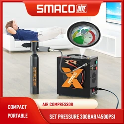 Smaco 고압 공기 압축기, 스쿠버 탱크, Hpa 펌프, 오일 프리, 12V DC, 220V AC 물, 오일 분리기, 4500psi/30mpa
