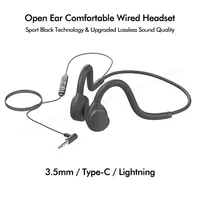 Open Ear Air Conduction Headphones 3.5mm Wired Stereo Not in Ear Music Headset Ultra Light with Microphone for IOS Andriod Phone