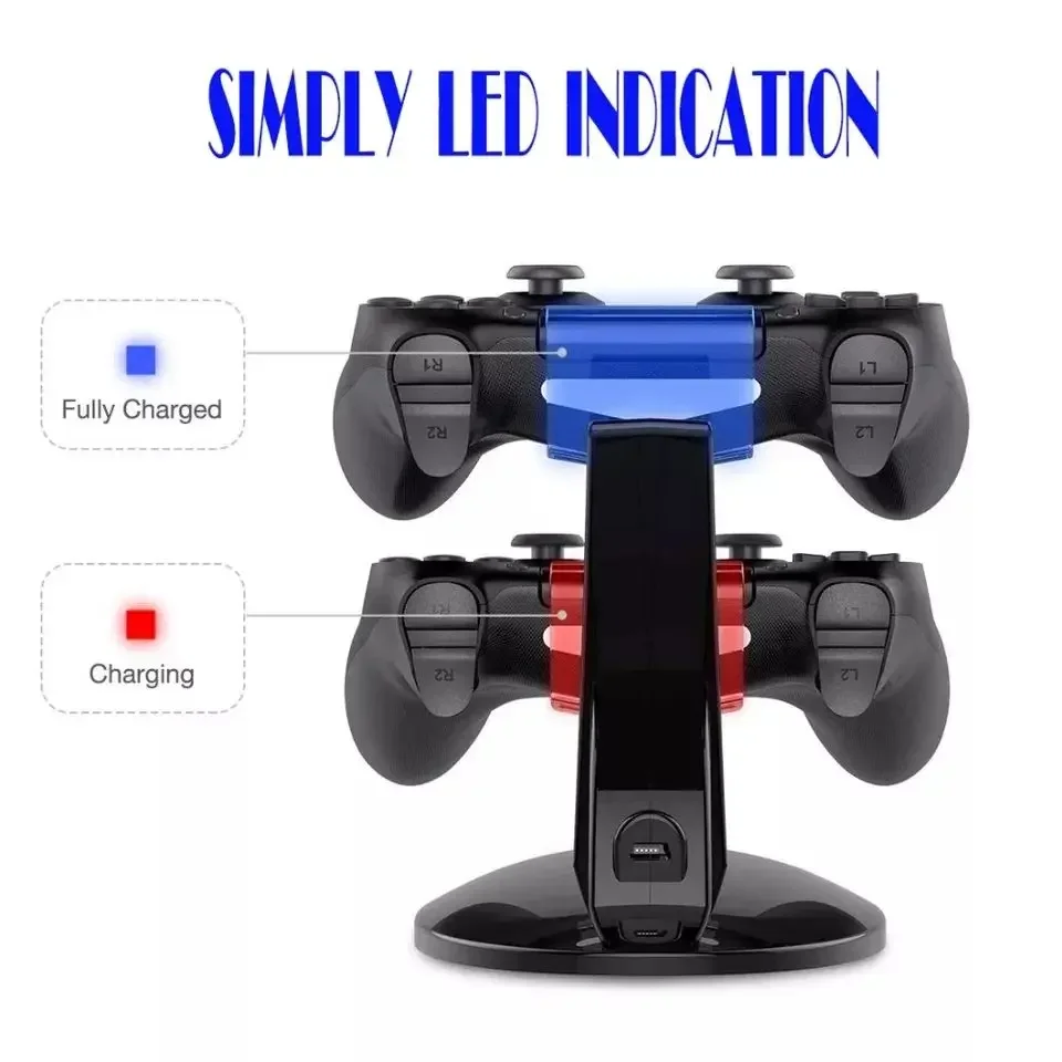 ل PS4 تحكم شاحن LED شحن حامل حامل قفص الاتهام محطة مهد لسوني بلاي ستيشن 4 / PS4 برو / PS4 سليم الملحقات