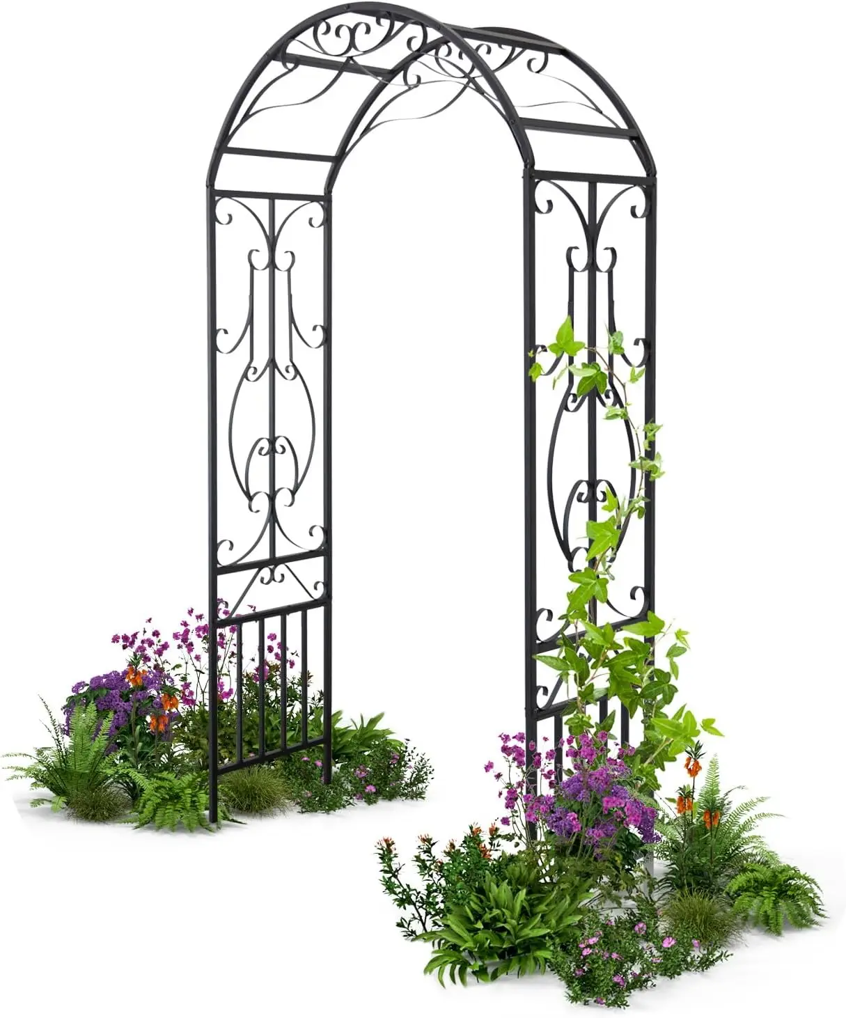 

Metal Garden Arch Trellis - Wedding Garden Arches Arbor, Outdoor Steel Arbor Trellis Archway for Climbing Plants Roses Vines