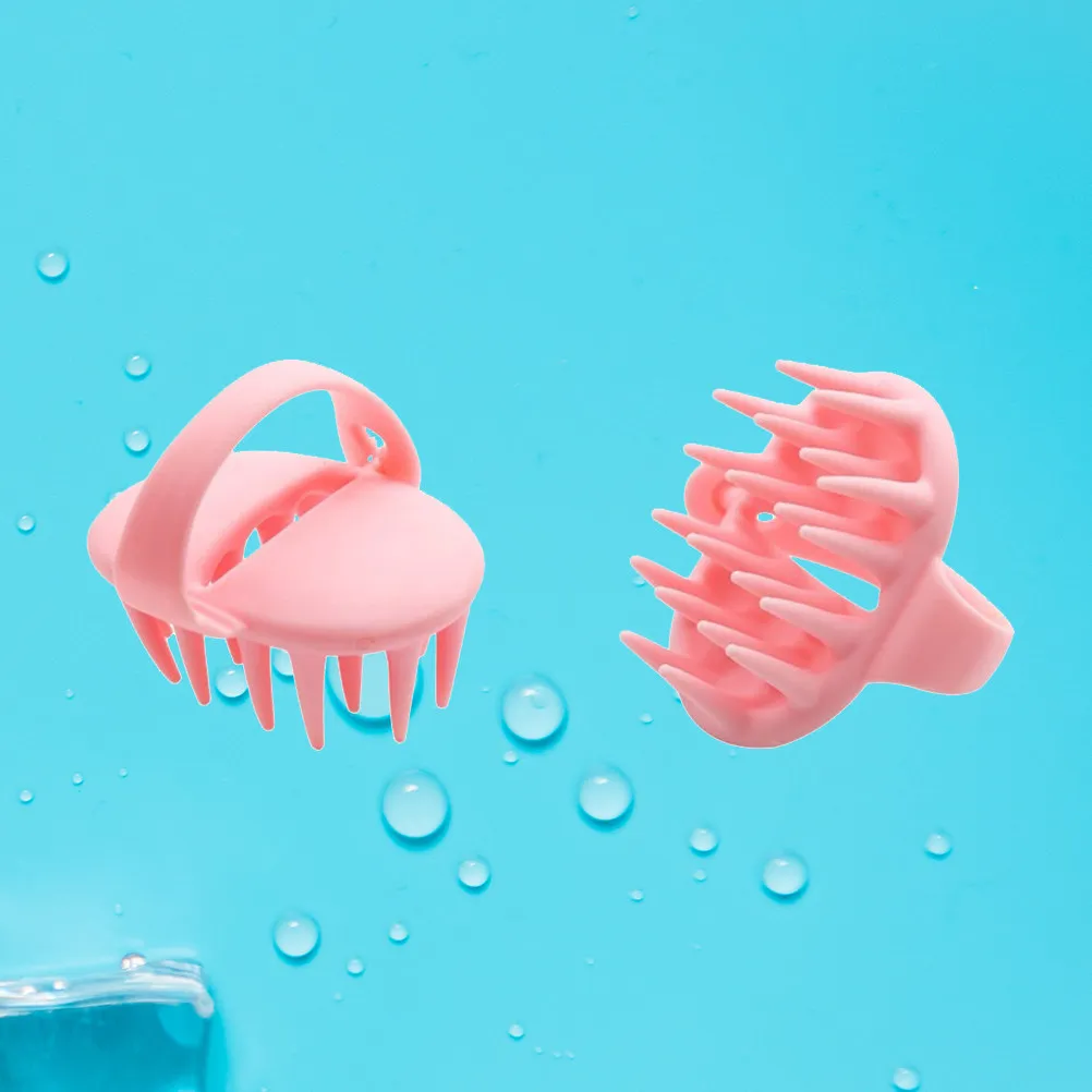 Silicone Shampoo Brush Pink Adjustable Handle Hair Scalp Massager Scalp Massage Tool Hair Growth Dandruff Control Washing Device view 3