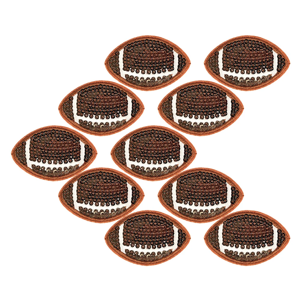 

10pcs Football Iron On Sequin Rugby Embroidery Applique For Clothing Hats Jeans Jackets Easy Diy Decorative Sports Fans
