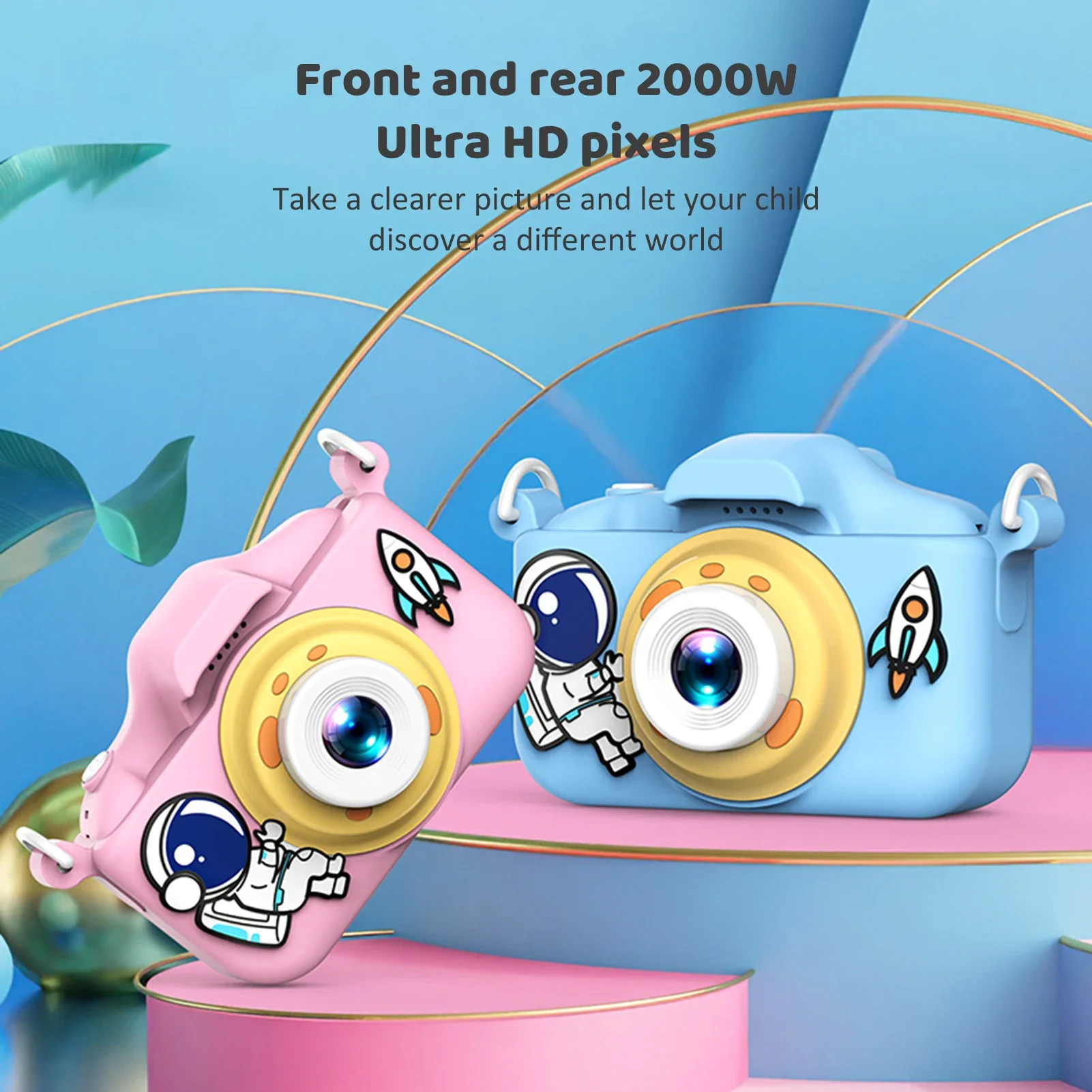 Cartoon Kids Cute Camera Kids Digital Camera for Boys and Girls Gifts with Dual Lenses 32GB Card 20MP 10800P Video Camcorder