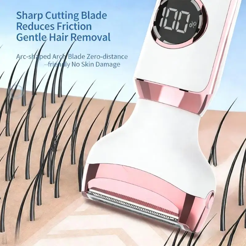 

D0AB Women's Hair Remover R Rounded Head Gentle Touch Distance Screen Fast Shaving LED Battery Type C Charging Feature For