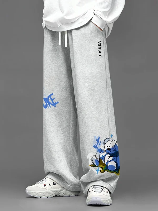 Lose, weites Bein, gerade Freizeithose, amerikanischer Cartoon-Stil, für Herren und Damen, Freizeithose, große Größe 300, Pou, Briefdruck, Tren...