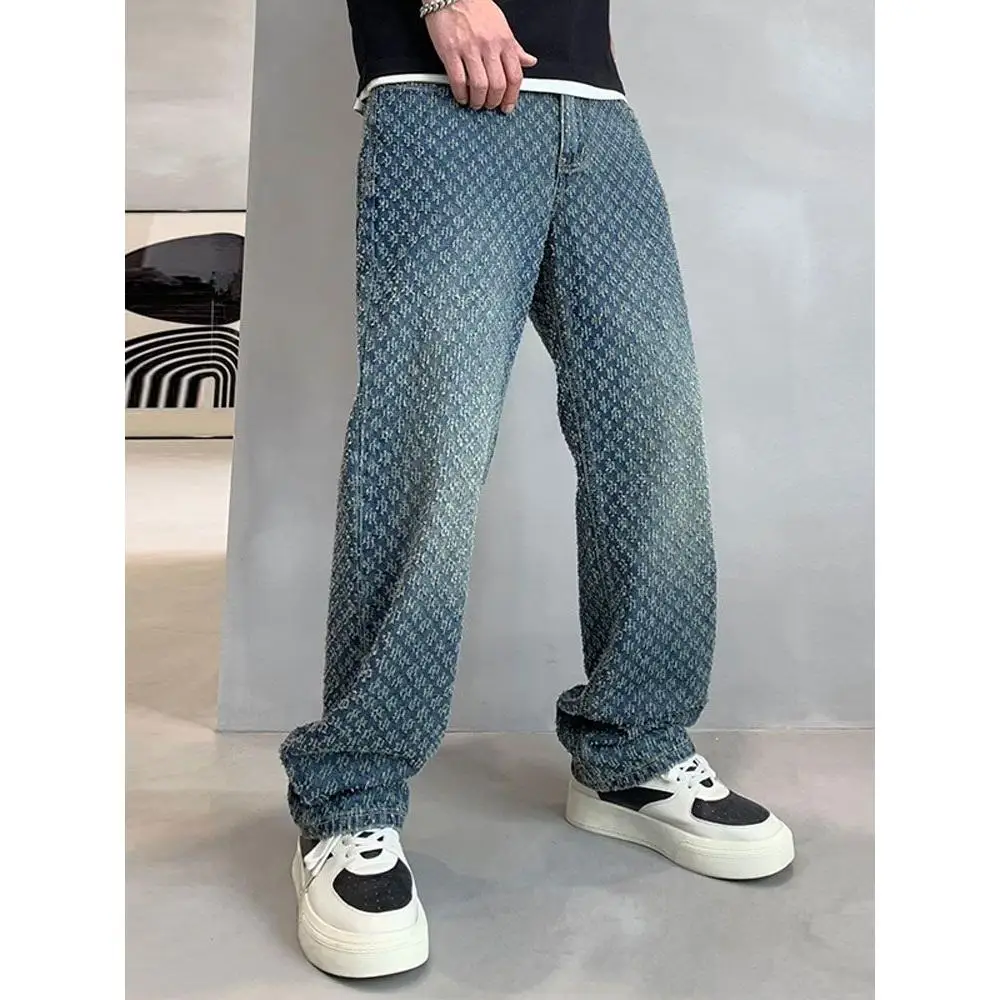 

Men's Loose Straight Leg Jeans Galaxy Pattern Tka Weave High Street Design Summer Casual Cotton Blend Long Trousers
