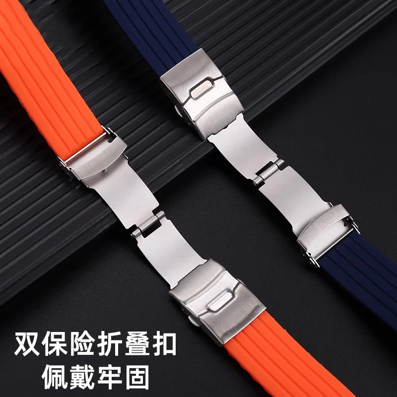 Correa de silicona de 22mm para Swatch X Blancpain Five Oceans Fifty Fathoms, pulsera de goma a rayas, bandas deportivas con hebilla de acero