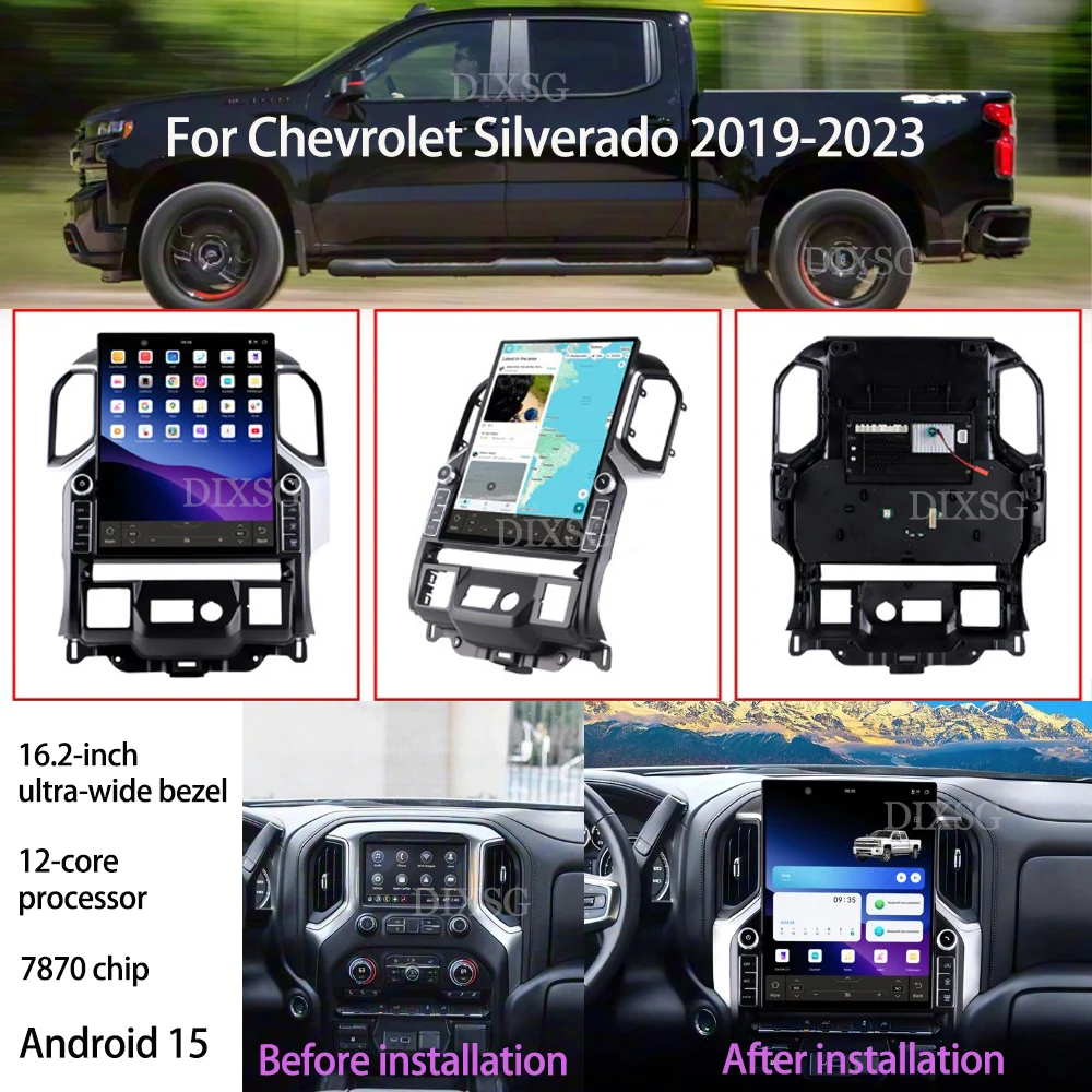 16.2 Inch 4K Galaxy Screen Android15 For Chevrolet Silverado 2019-2023 Car Radio Multimedia Player Stereo GPS Navigation Carplay