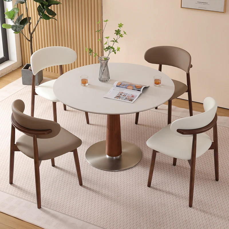 

Nordic White Dining Table Japanese 4 People Legs Waterproof Dining Table Round Stand Mesa Dobravel Portatil Kitchen Furniture