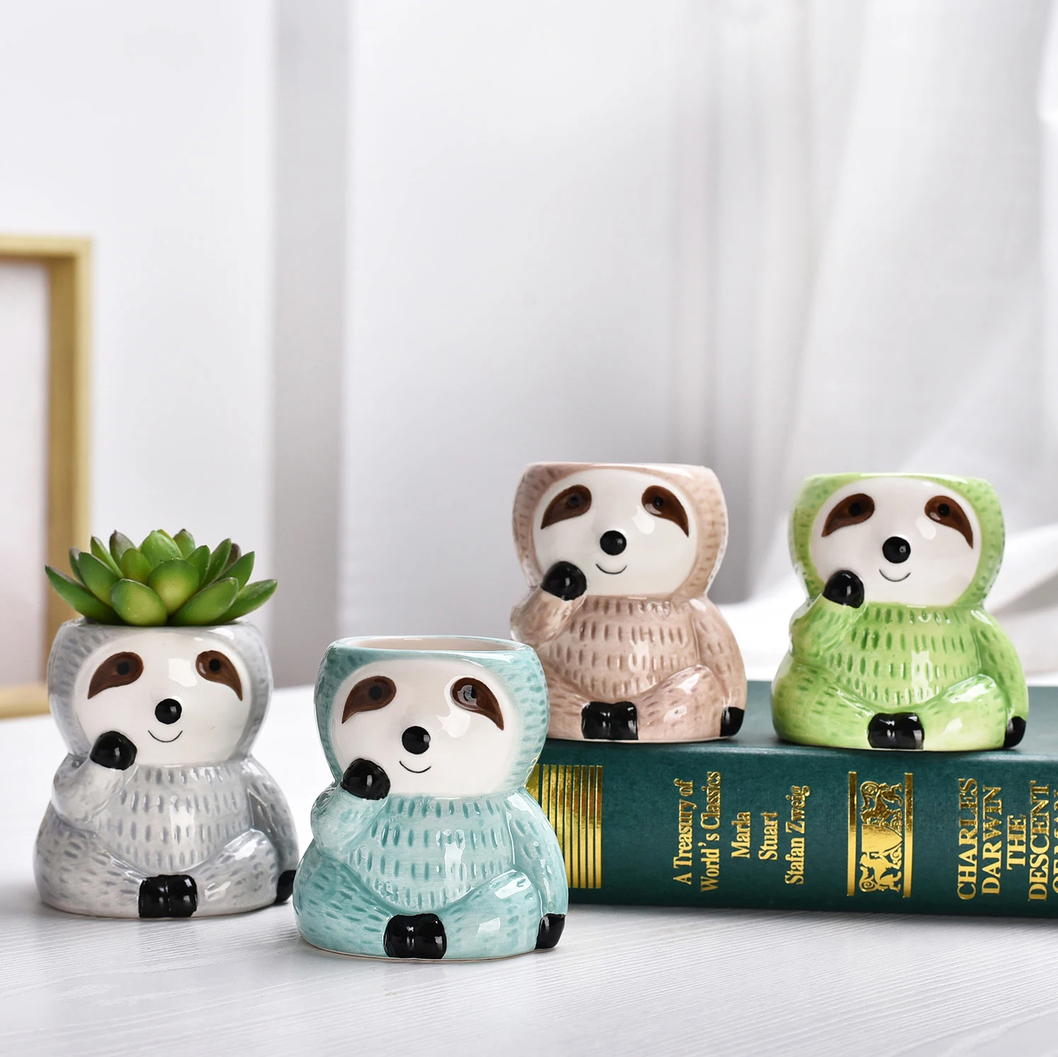 Cute Koala Flower Pot Succulent Pot Ceramic Planter Home Decor Desktop Ornaments Bonsai Plant Pot Garden Decoration