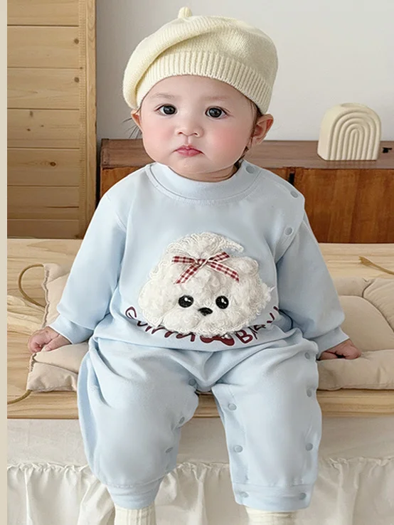 Suave Plu algodón largo Sve Baby Rer primavera otoño ex cómodo traje cálido coreano Sle redondo Ne ropa de bebé