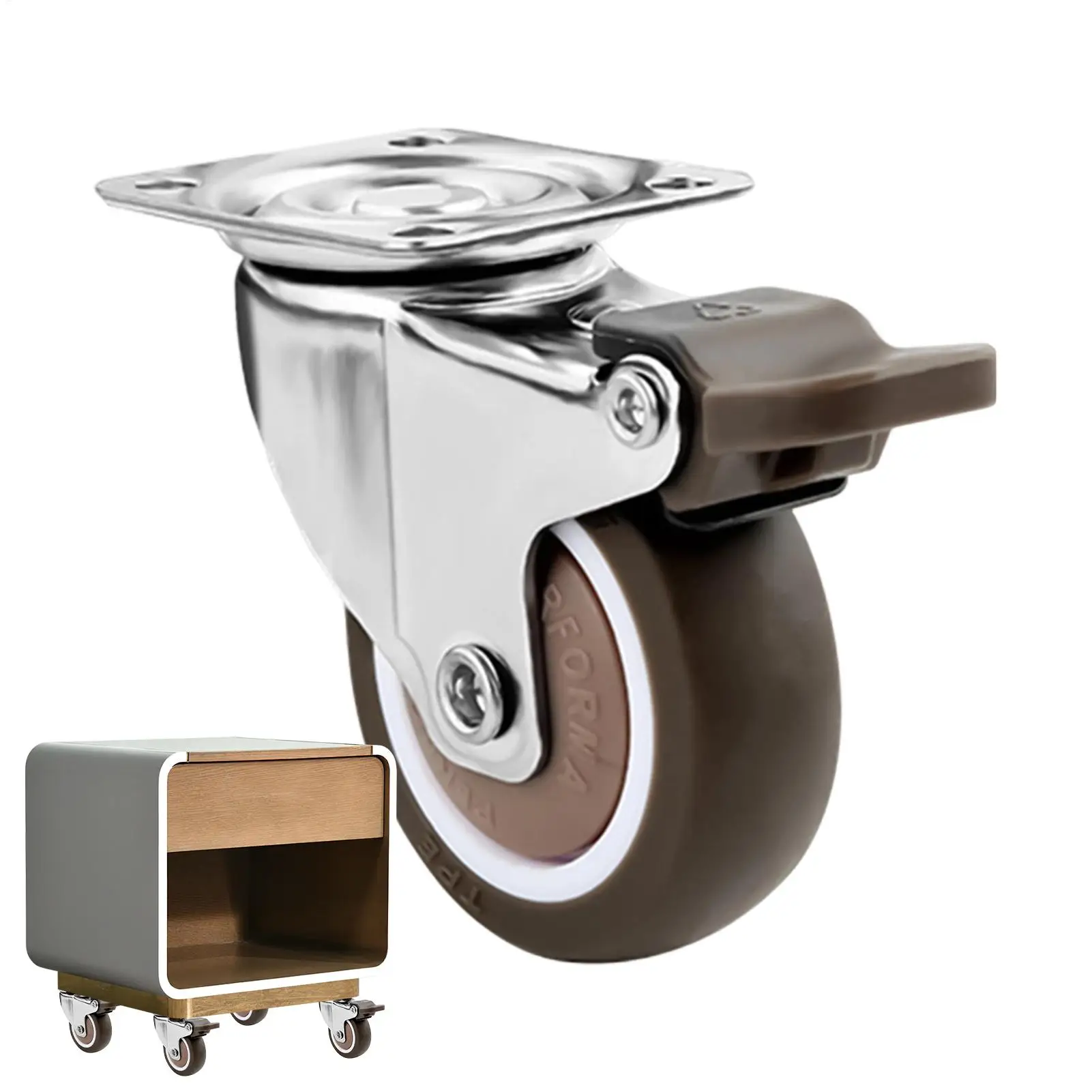 4inch Casters Rubber Small Caster Wheels for Heavy Duty Furniture Cabinets Mini Castors No Noise Smooth Swivel Wheel