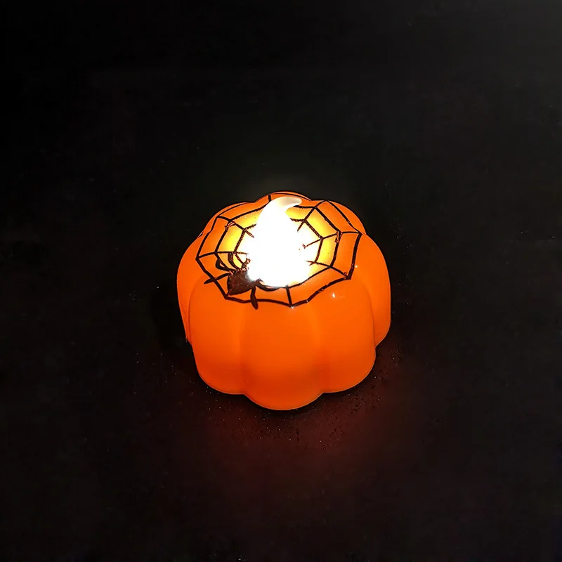 24pcs  Candles Battery Operated LED Tealight Spiderweb Orange Pumpkin Lights Flameless Party  Halloween Christmas